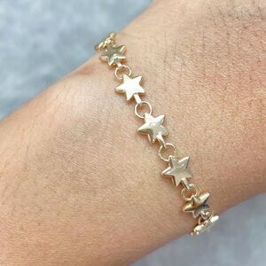 10k Solid Gold Puffy Star Bracelet 6.5” Yellow Gold 9.07 Grams